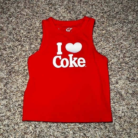 Coca Cola Tops - Coca-Cola I ❤️ Coke Ribbed Tank Top Red Graphic Y2K Inspired Size Large